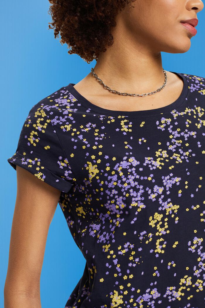 Katoenen shirt met bloemenprint, NAVY, detail image number 2