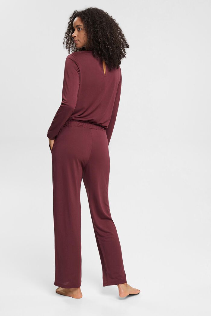 Pyjamabroek met vaste strikceintuur, TENCEL™, BORDEAUX RED, detail image number 3