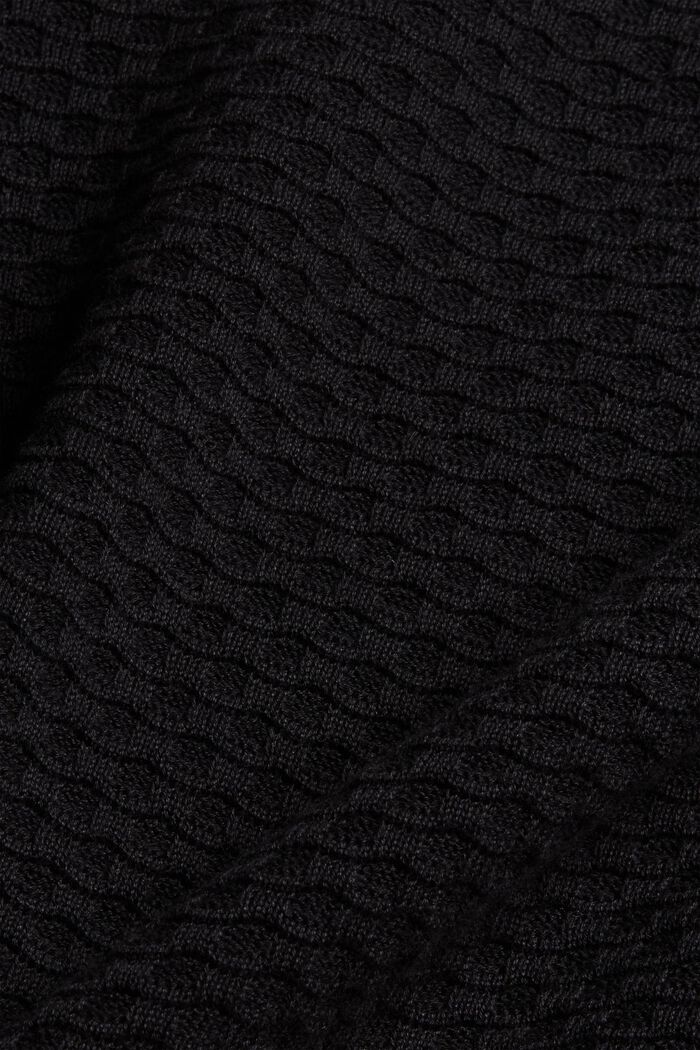 Pull-over à la texture gaufrée, 100 % coton, BLACK, detail image number 4