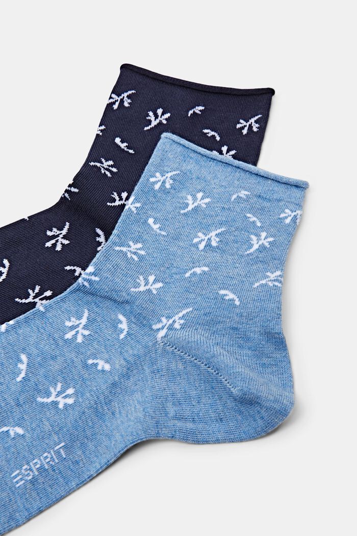 Lot de 2 paires de chaussettes en coton imprimées, NAVY/BLUE, detail image number 2