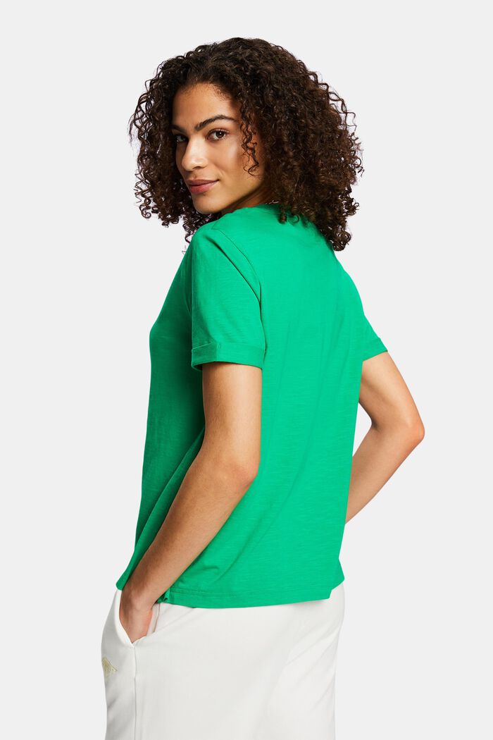 T-shirt van slubkatoen met ronde hals, GREEN, detail image number 3