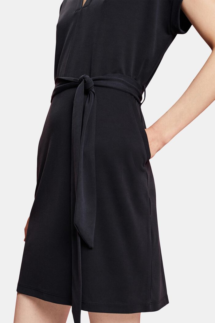 Midi-jurk met V-hals, BLACK, detail image number 2