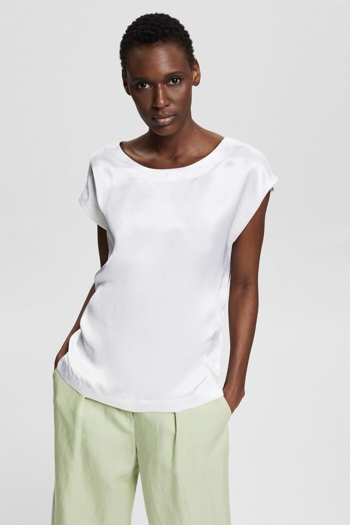 T-shirt en mélange de matières, LENZING™ ECOVERO™, WHITE, detail image number 5