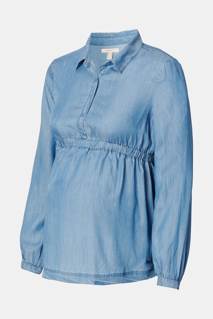 Van TENCEL™: chambray blouse met elastische band, MEDIUM WASHED, detail image number 5