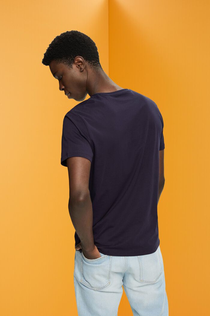 Katoenen T-shirt met contrasterende streep, NAVY, detail image number 3