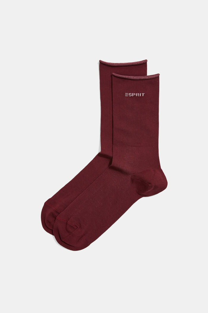 Sokken met rolrandjes, van een katoenmix, SHADOW RED, overview