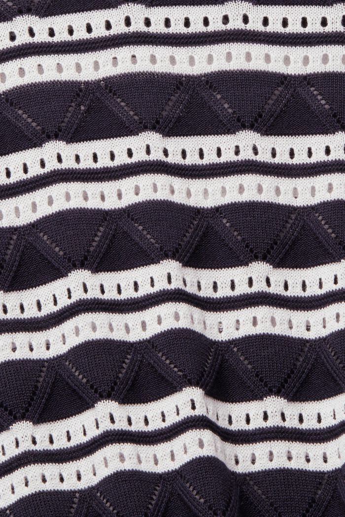 Pull-over en maille pointelle à rayures, NAVY, detail image number 1