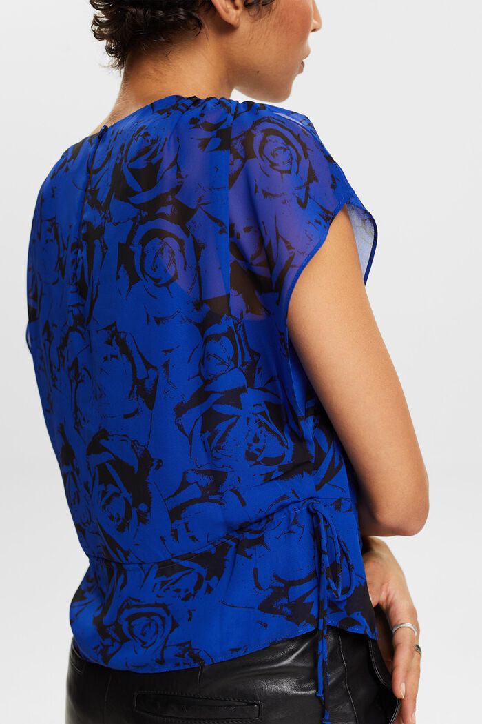 Chiffon blouse met tunnelkoord en print, BRIGHT BLUE, detail image number 3