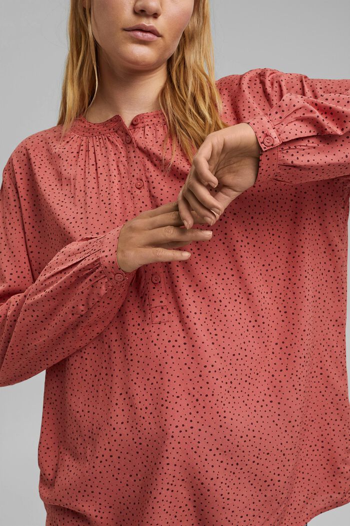 Henley blouse met print, LENZING™ ECOVERO™, CORAL, detail image number 2