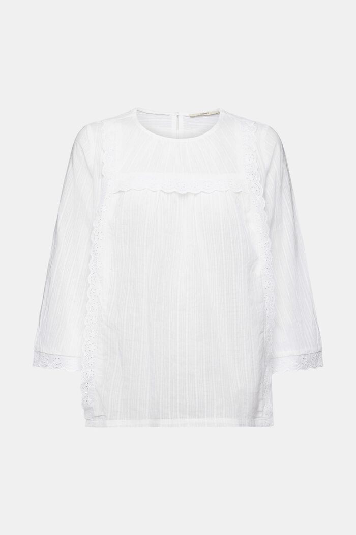 Kanten blouse met schulprandje, WHITE, detail image number 6