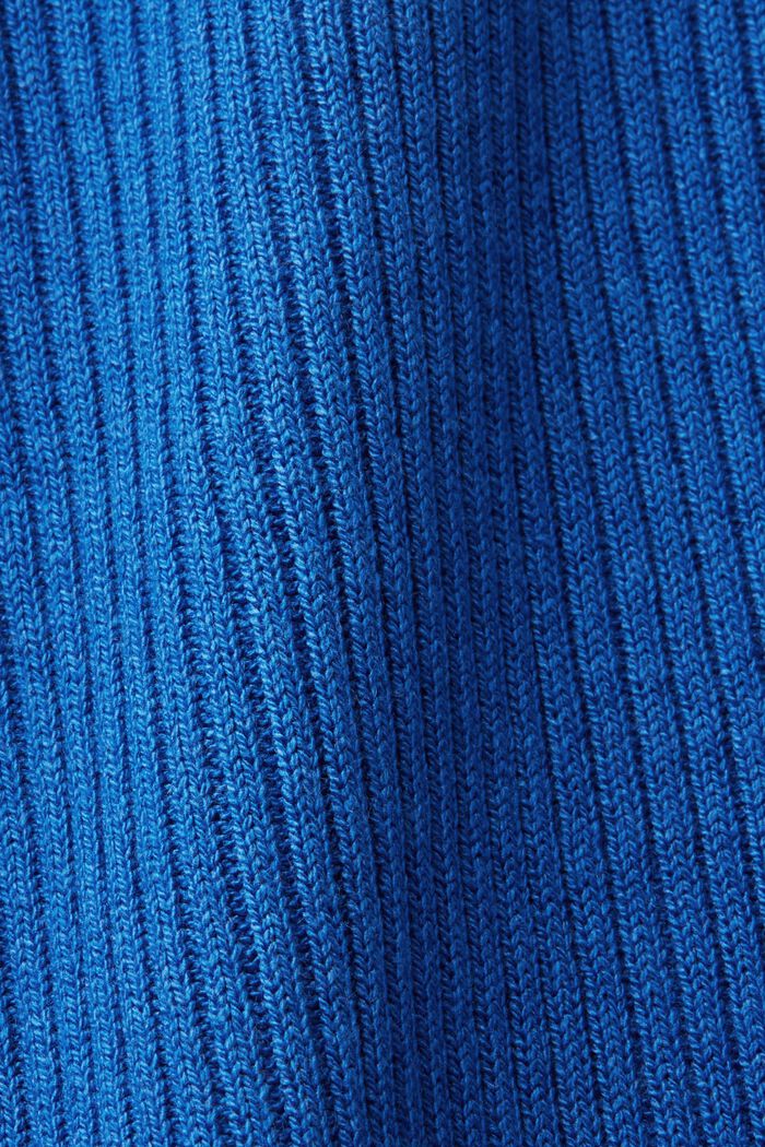 Ribgebreide jurk van een linnenmix, BRIGHT BLUE, detail image number 7