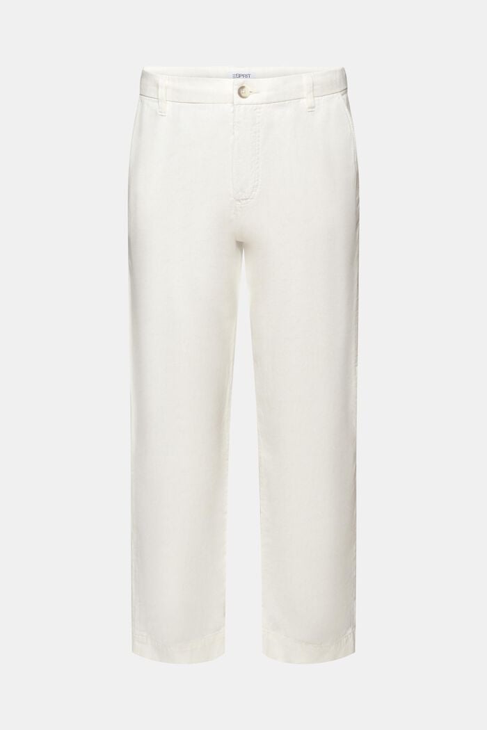 Rechtlijnige broek van linnen en katoen, OFF WHITE, detail image number 7