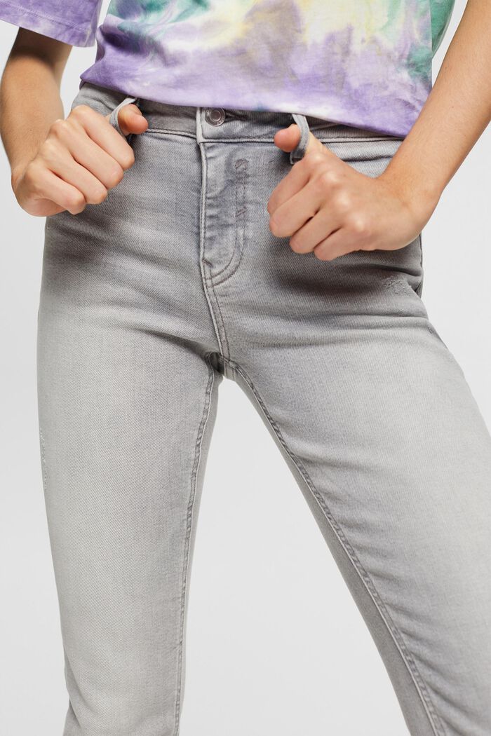 Jeans met middelhoge taille en rechte pijpen, GREY MEDIUM WASHED, detail image number 0