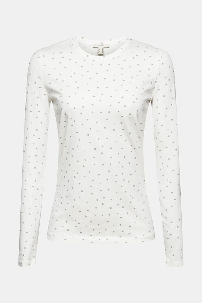 T-shirt à manches longues à imprimé étoiles, coton biologique, OFF WHITE, detail image number 6