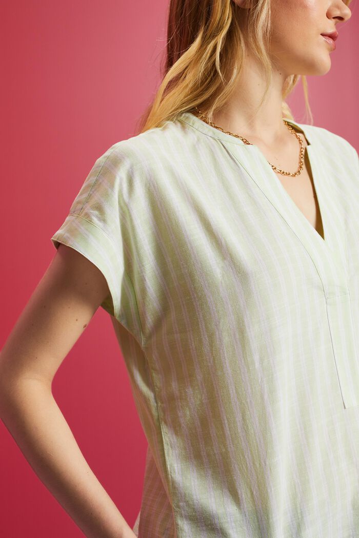 Gestreepte katoenen blouse, CITRUS GREEN, detail image number 2