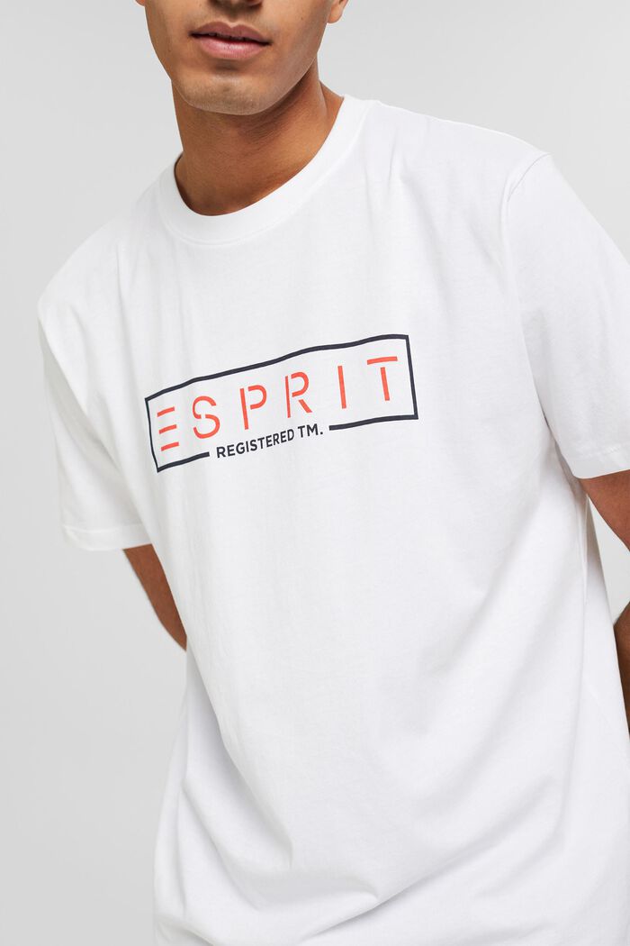 Jersey T-shirt met logo, 100% katoen, WHITE, detail image number 2