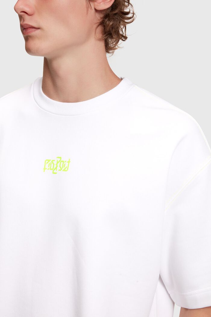 Sweatshirt met comfortabele pasvorm en neonkleurige print, WHITE, detail image number 2