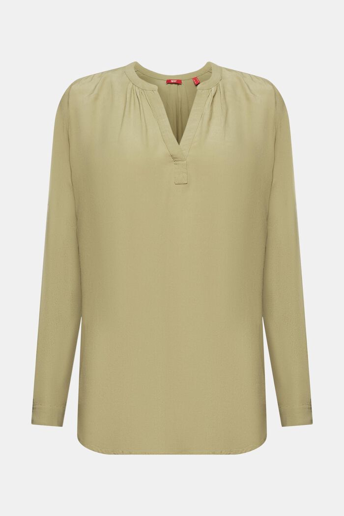 Basic blouse met V-hals, LIGHT KHAKI, detail image number 6