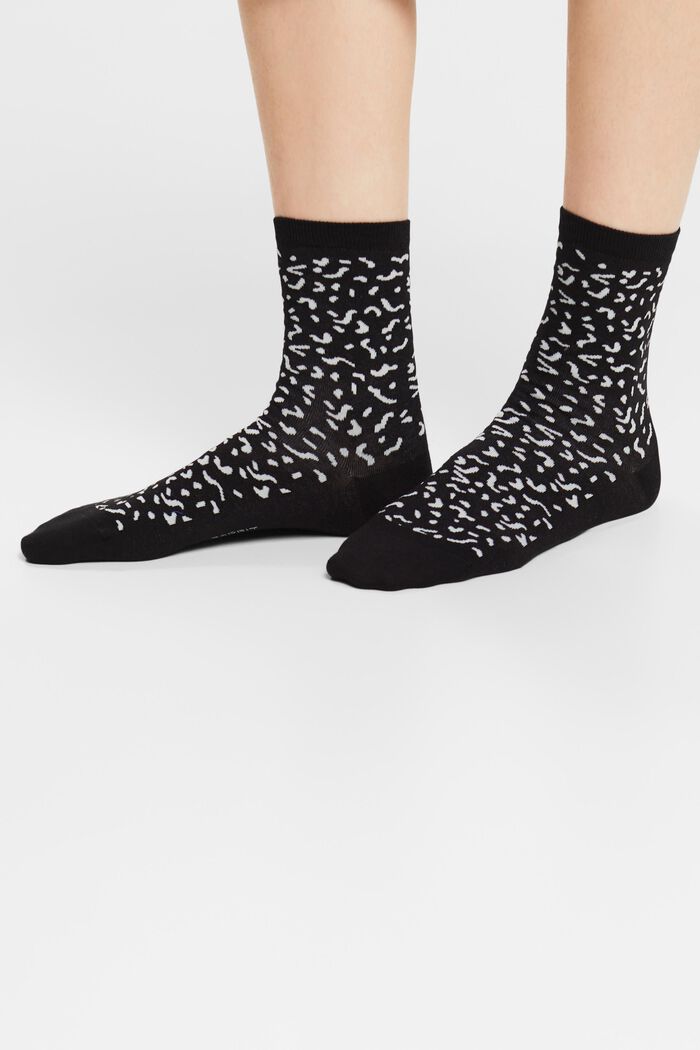 2 paar katoenen sokken met print, BEIGE/BLACK, detail image number 1
