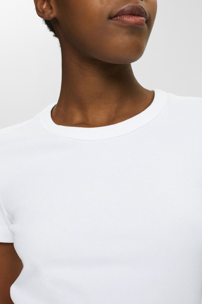 Geribd T-shirt met ronde hals, WHITE, detail image number 2