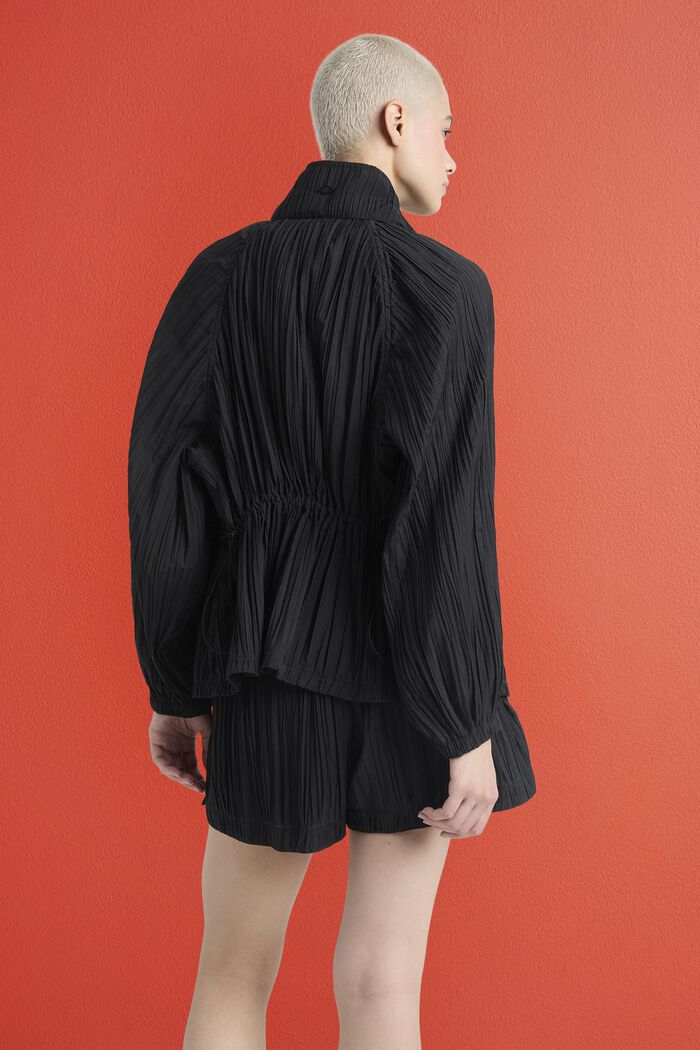 Veste plissée à col droit, BLACK, detail image number 1