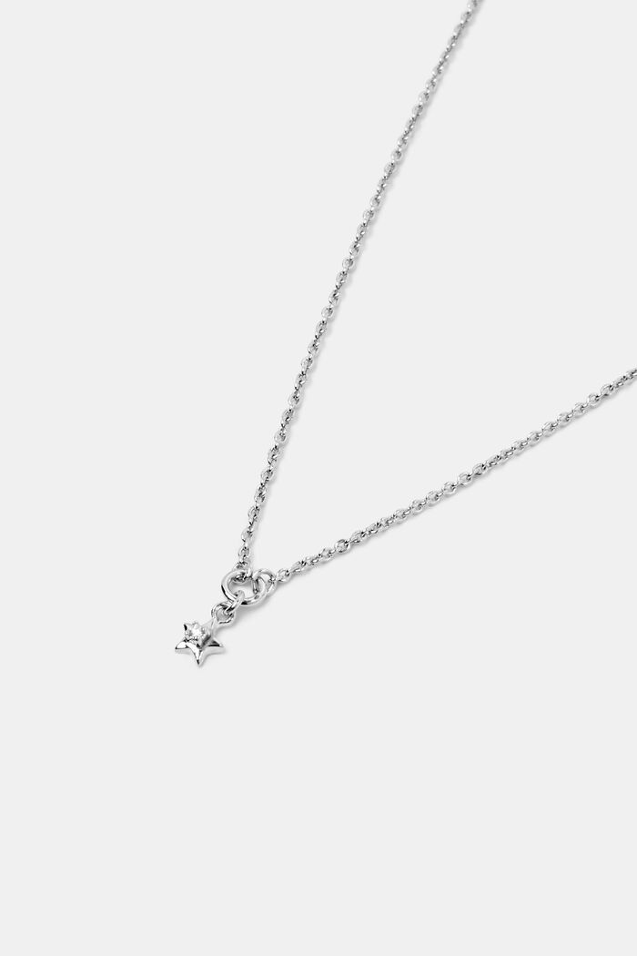 Sierlijke sterlingzilveren ketting met diamant, SILVER, detail image number 1