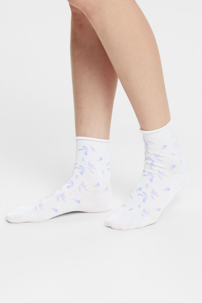 Set van 2 paar gebreide sokken met print, WHITE, detail image number 1