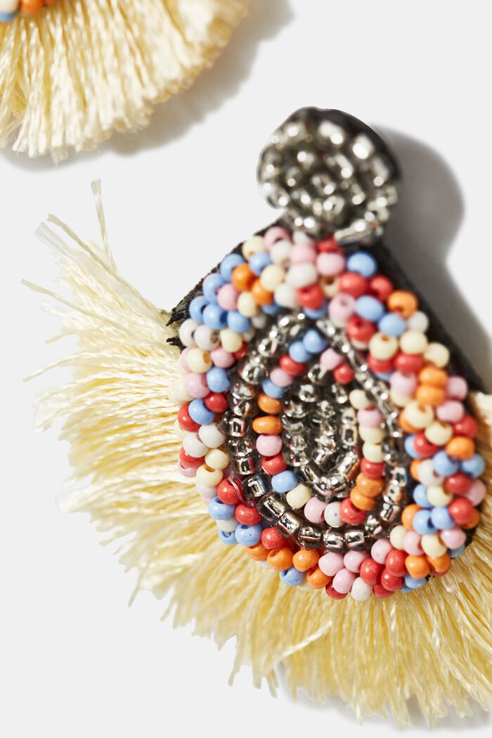 Boucles d´oreilles à houppes et perles colorées, MULTICOLOUR, detail image number 1