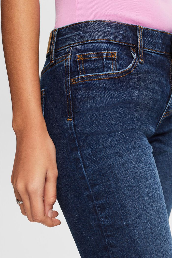 Slim fit jeans met middelhoge taille, BLUE DARK WASHED, detail image number 4