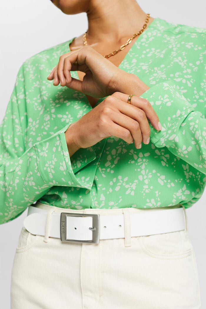 Crêpe blouse met V-hals en print, CITRUS GREEN, detail image number 2