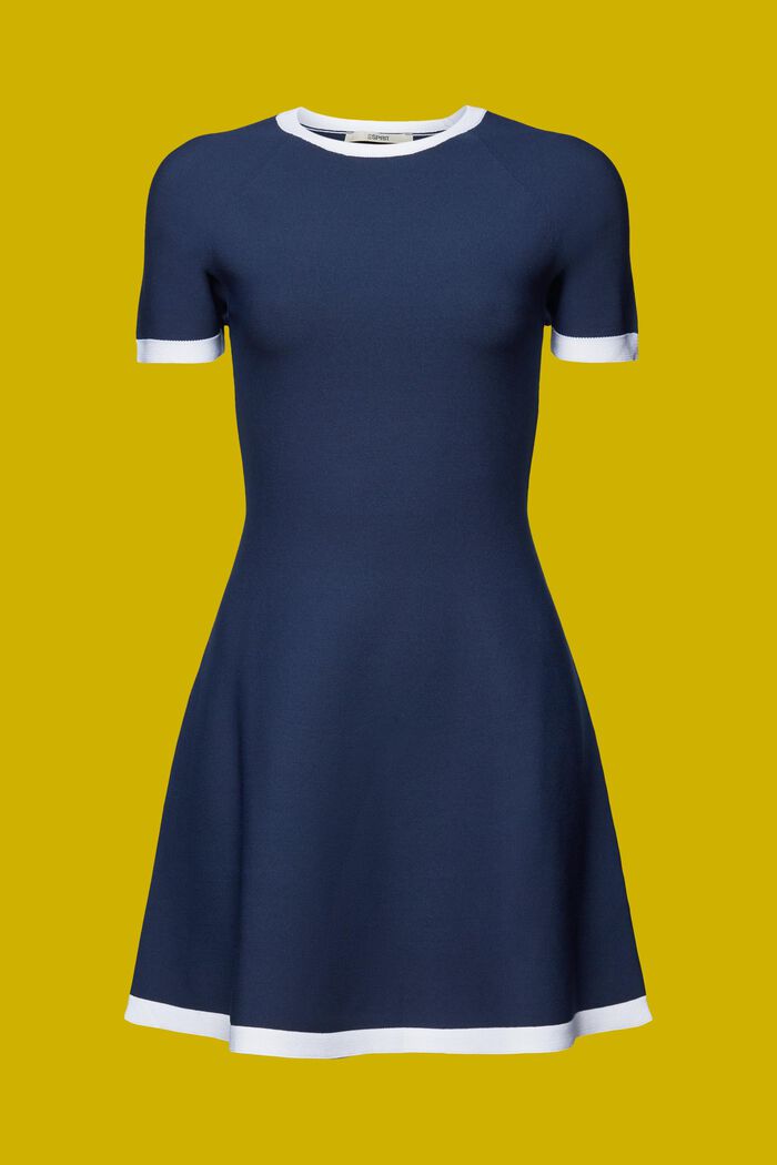 Gebreide jurk met korte mouwen, NAVY, detail image number 5