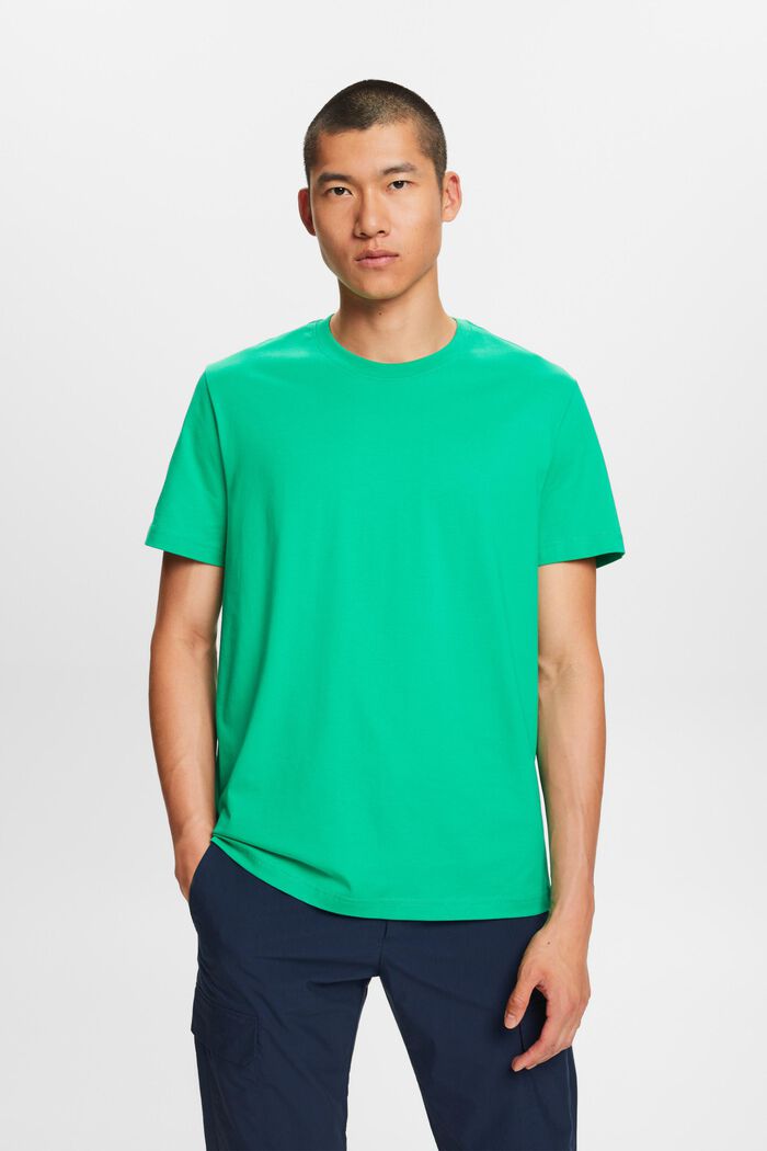 T-shirt à col rond en jersey de coton Pima, GREEN, detail image number 0