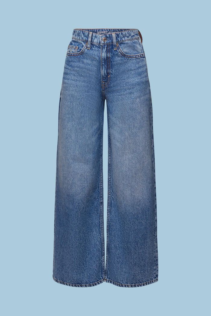 Retro jeans met hoge taille en wijde pijpen, BLUE LIGHT WASHED, detail image number 6