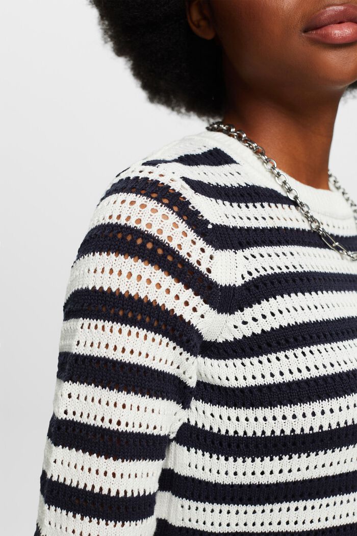 Pull rayé à maille ajourée, OFF WHITE, detail image number 3