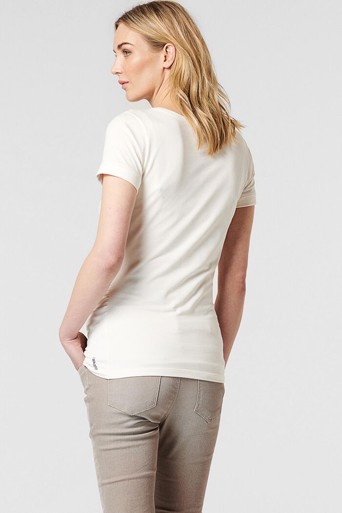 T-shirt à motif floral imprimé, en coton bio stretch, OFF WHITE, detail image number 1