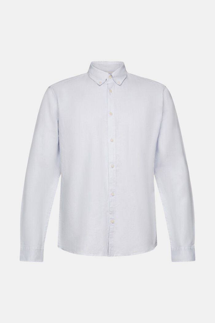 Overhemd met buttondownkraag van een mix van katoen en linnen, LIGHT BLUE, detail image number 5