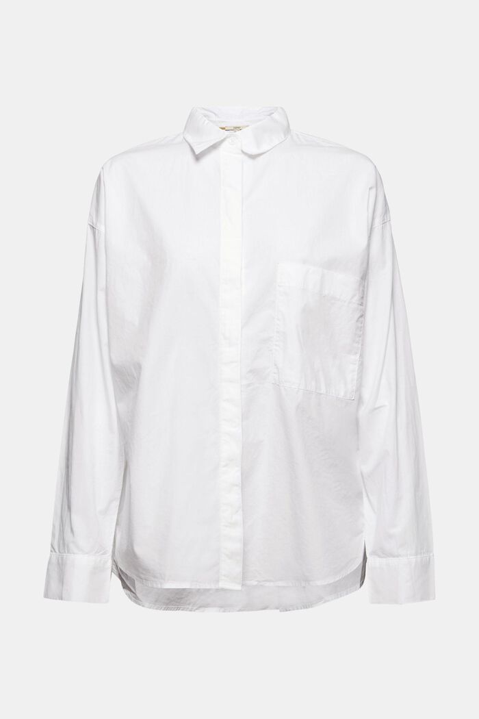 Oversized overhemdblouse van 100% biologisch katoen, WHITE, detail image number 7