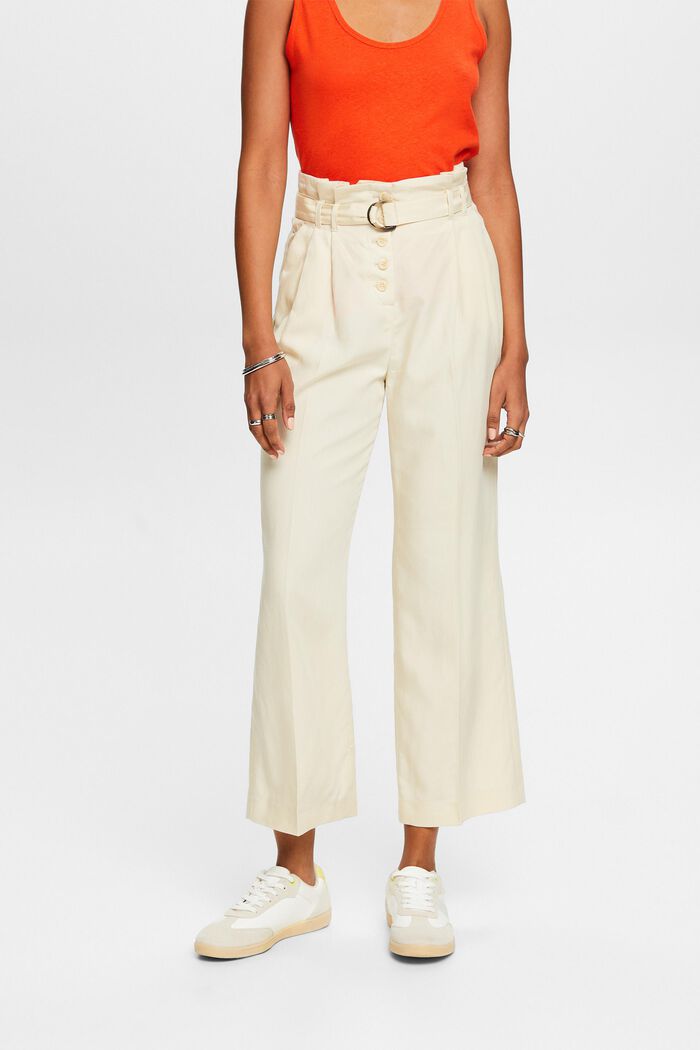Cropped culotte met hoge taille voor mix & match, SAND, detail image number 0