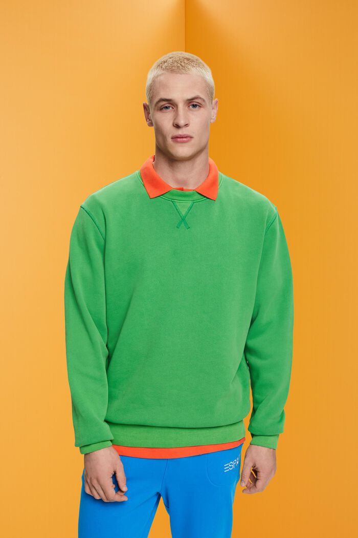 Effen sweatshirt met regular fit, GREEN, detail image number 0