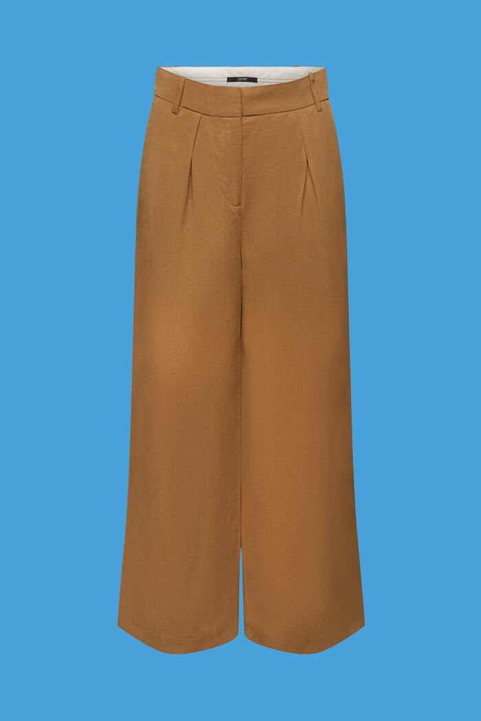 Pantalon court à jambe et taille haute à teneur en lin, PALE KHAKI, detail image number 5