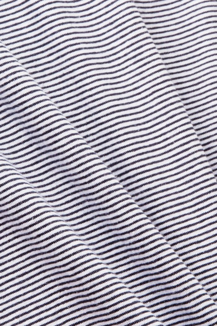 T-shirt en jersey rayé, mélange de coton et de lin, NAVY, detail image number 5
