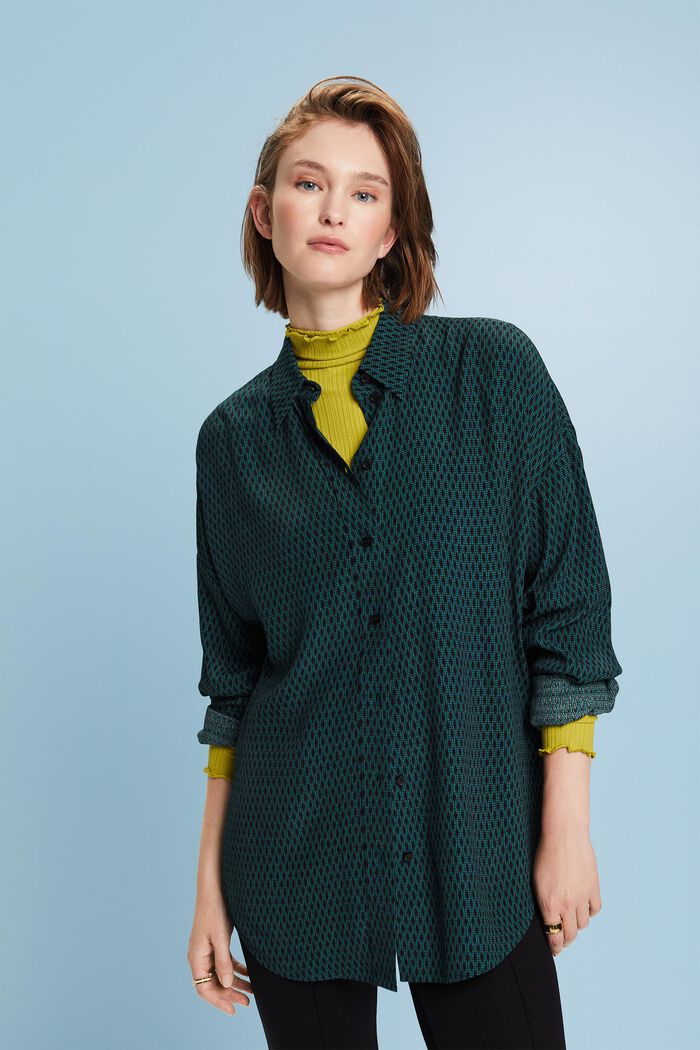 Buttondown-overhemd met print, EMERALD GREEN, detail image number 2