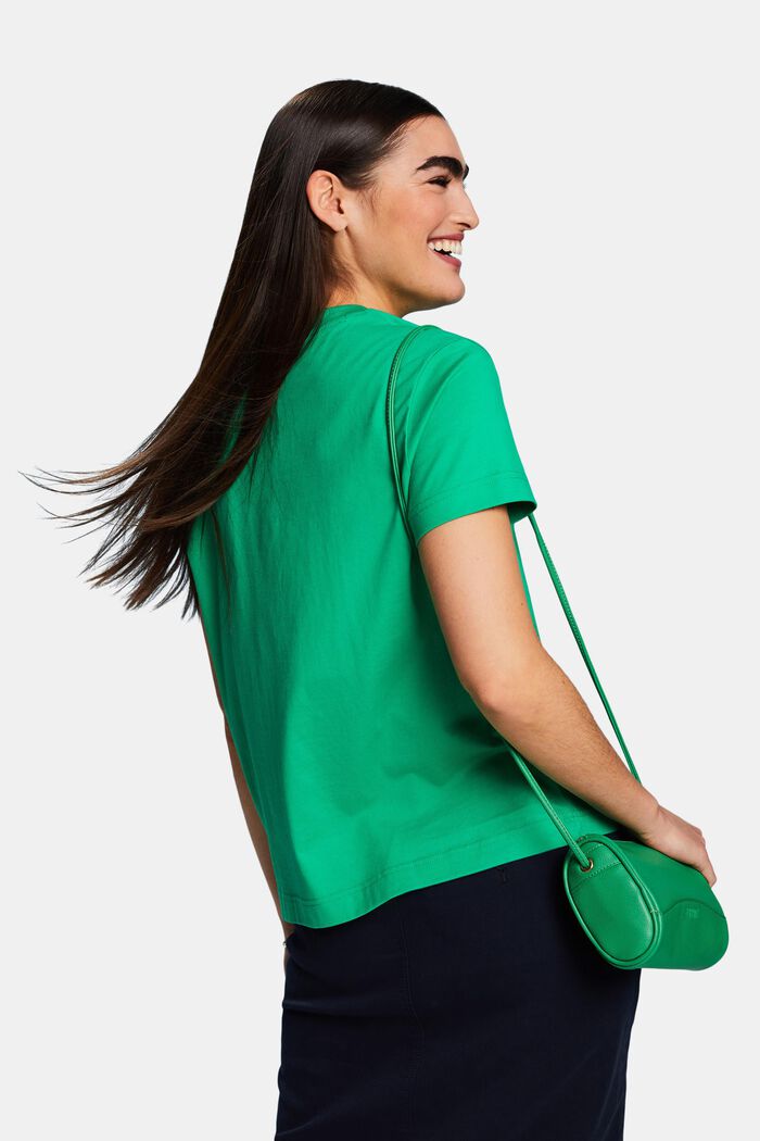 T-shirt à encolure ronde en coton Pima, GREEN, detail image number 2