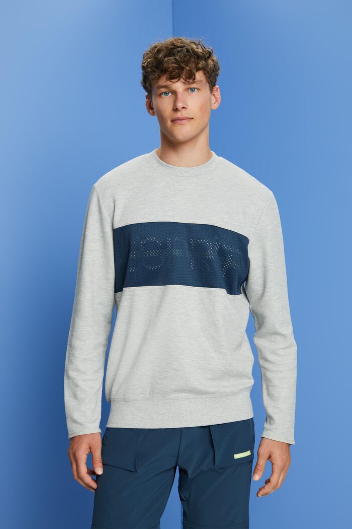 Fleece sweatshirt met mesh logo, LIGHT GREY, detail image number 0