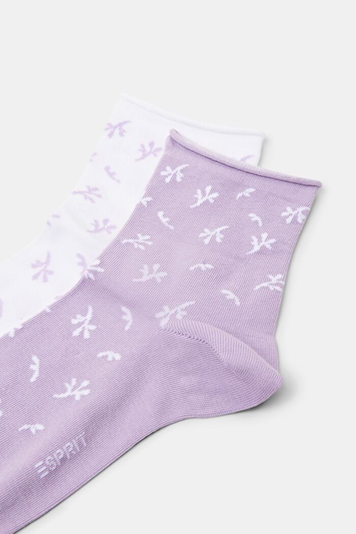 Lot de 2 paires de chaussettes en coton imprimées, WHITE/LILAC, detail image number 2
