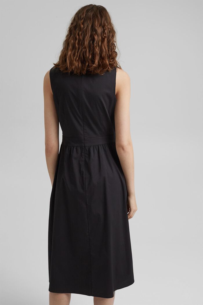 Popeline midi-jurk van biologisch katoen, BLACK, detail image number 2