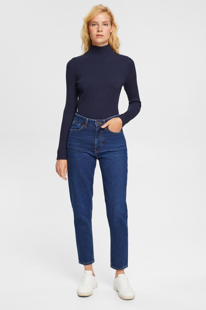 High-rise mom fit jeans, BLUE DARK WASHED, detail image number 5