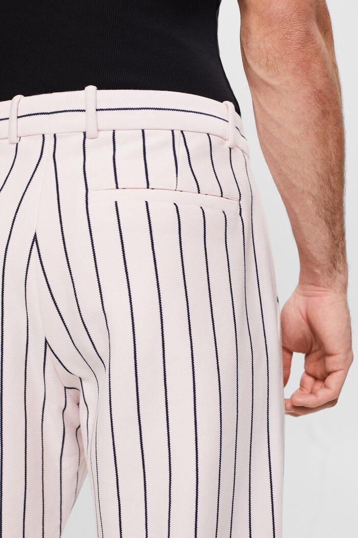 Pantalon van katoen-piqué met krijtstrepen, LIGHT PINK, detail image number 4