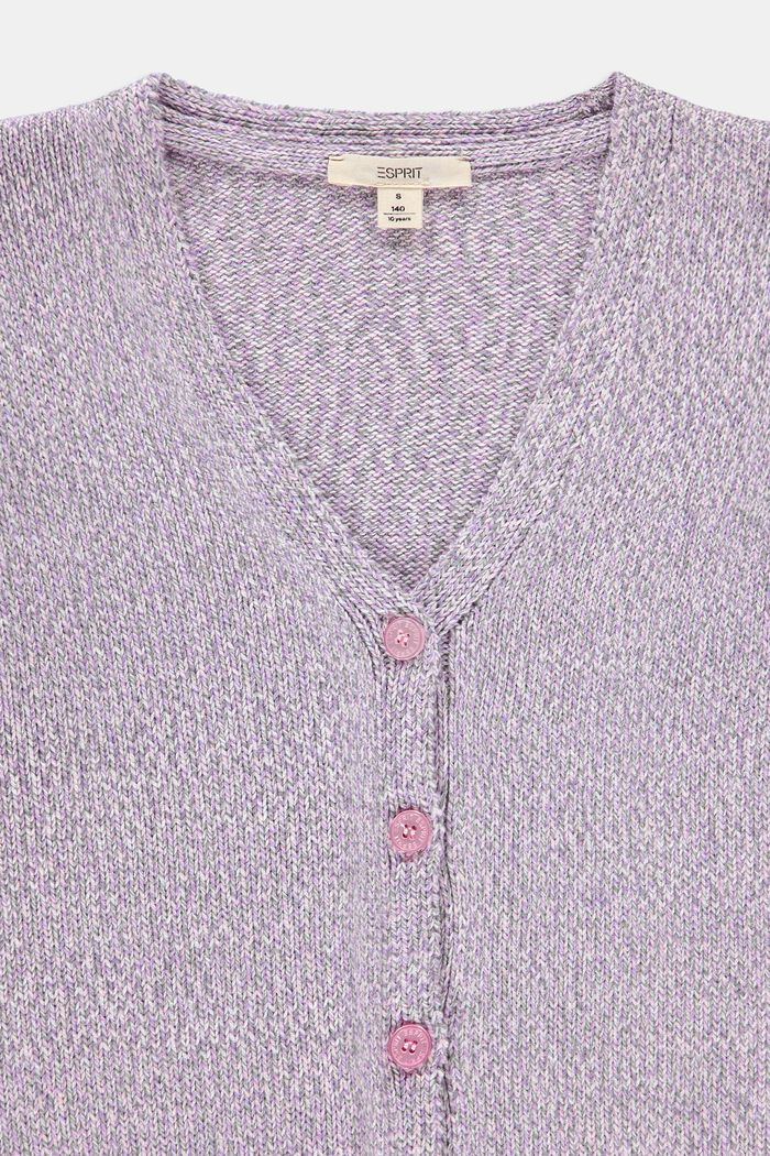 Cardigan court en fil mouliné, 100 % coton, ROSE, detail image number 2