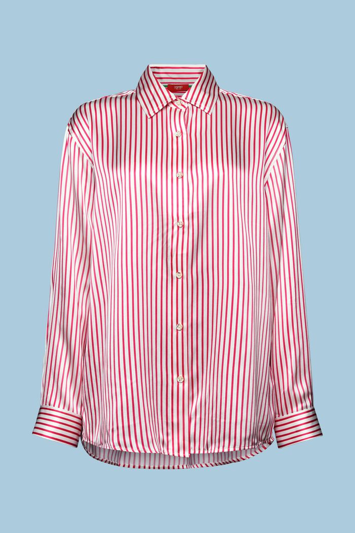 Gestreept overhemd van zijde, PINK FUCHSIA, detail image number 6